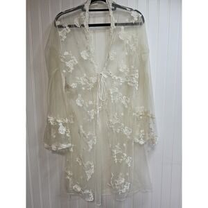 vintage Flora Q sheer lace robe / duster Sz Large